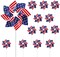12 Pack 8 Inches American Flag Patriotic Pinwheels Windmill Wind Spinner